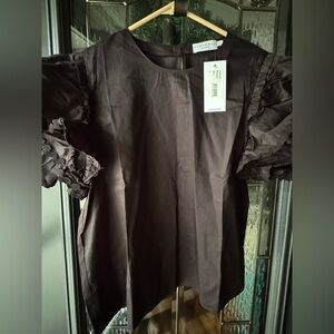 Harshman Elegant Juliette Black Puff Sleeve Top